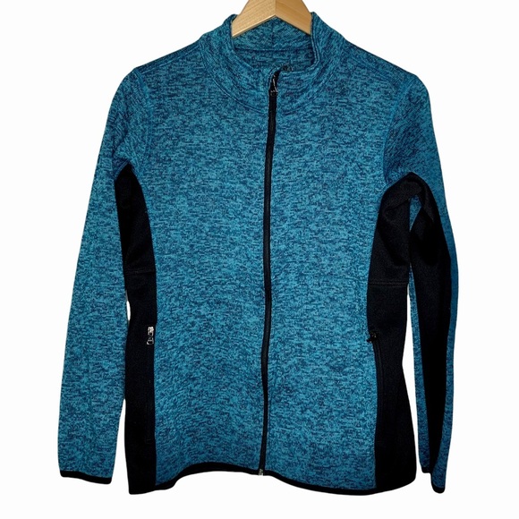 MNY Marc NY by ANDREW MARC Heathered Teal Zip‎ Up Sweatshirt Fleece Jacket sz L - Picture 2 of 11